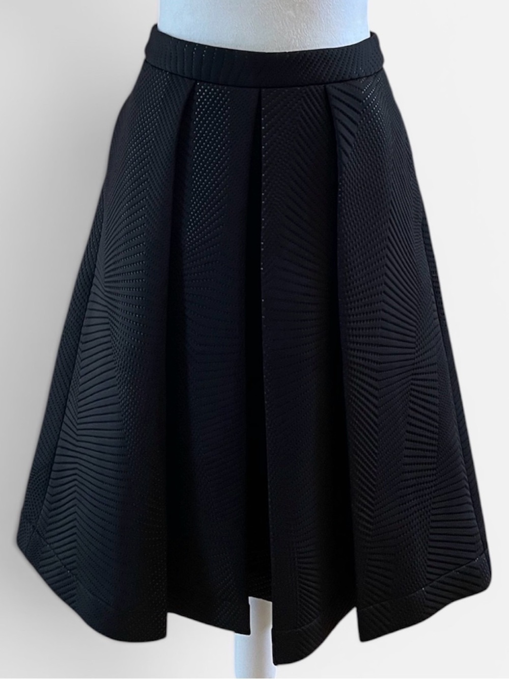 Pink Tartan Black Textured A-Line Midi Skirt | NWT | Size 2 | MSRP $345 CAD